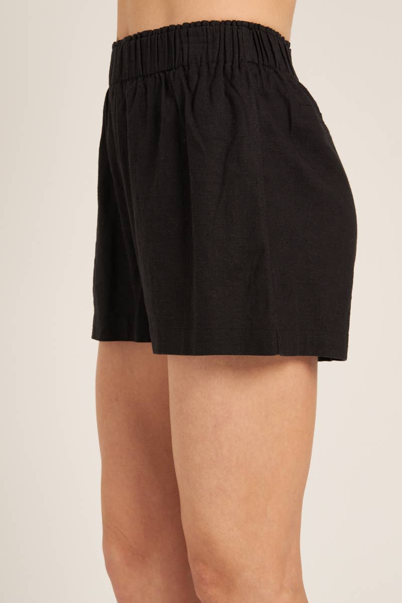 Elastic Waistband Linen Shorts