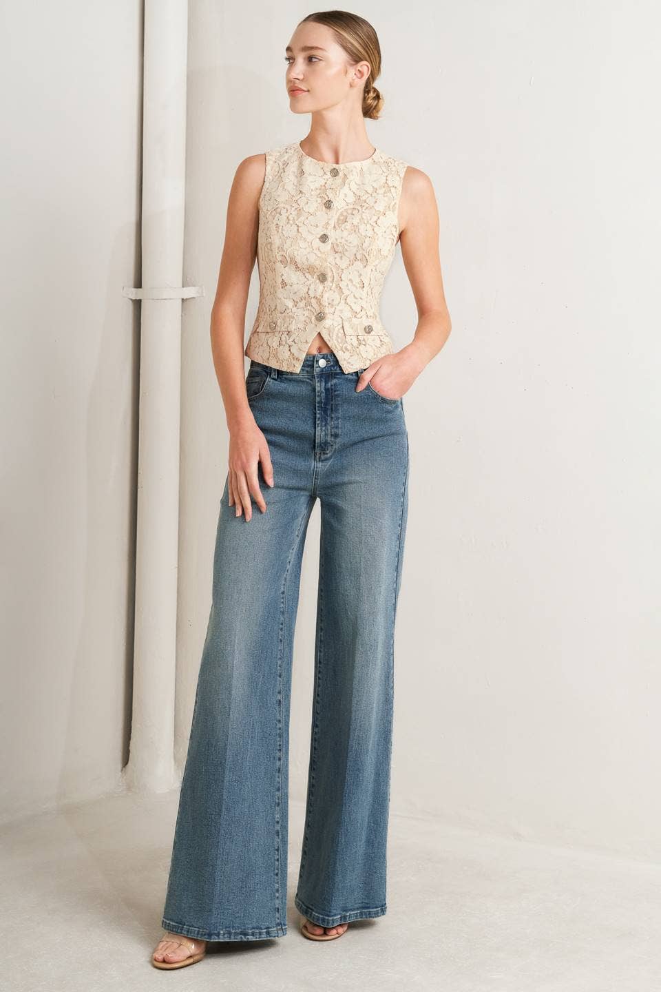 Light Peach Woven Vest