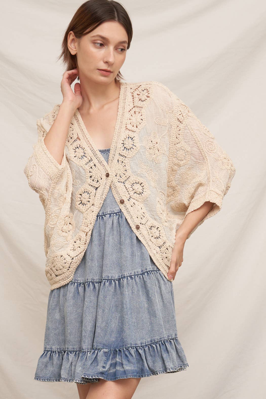 Batwing Crochet Detail Cardigan