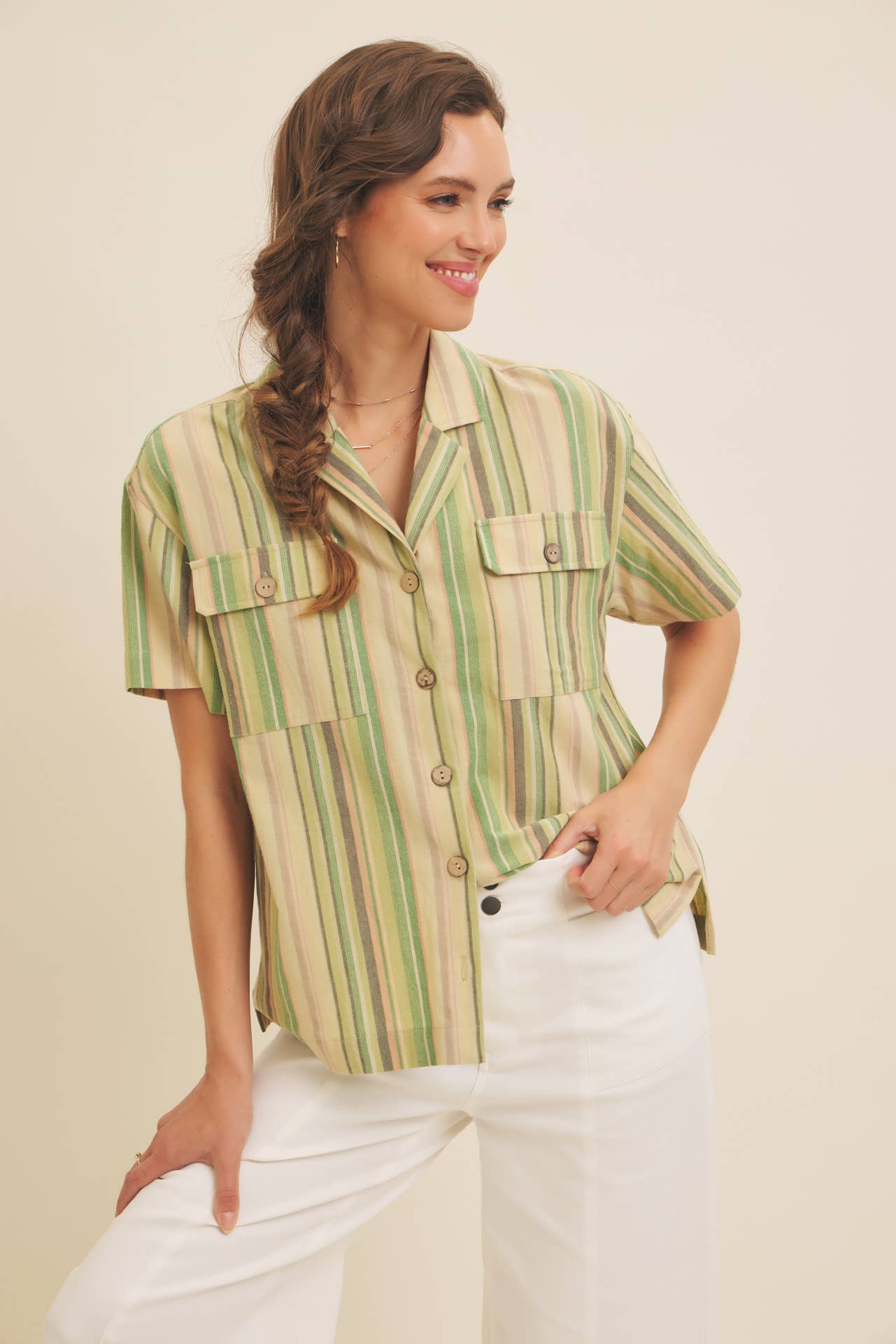 Multicolor Stripe Button Down Shirt
