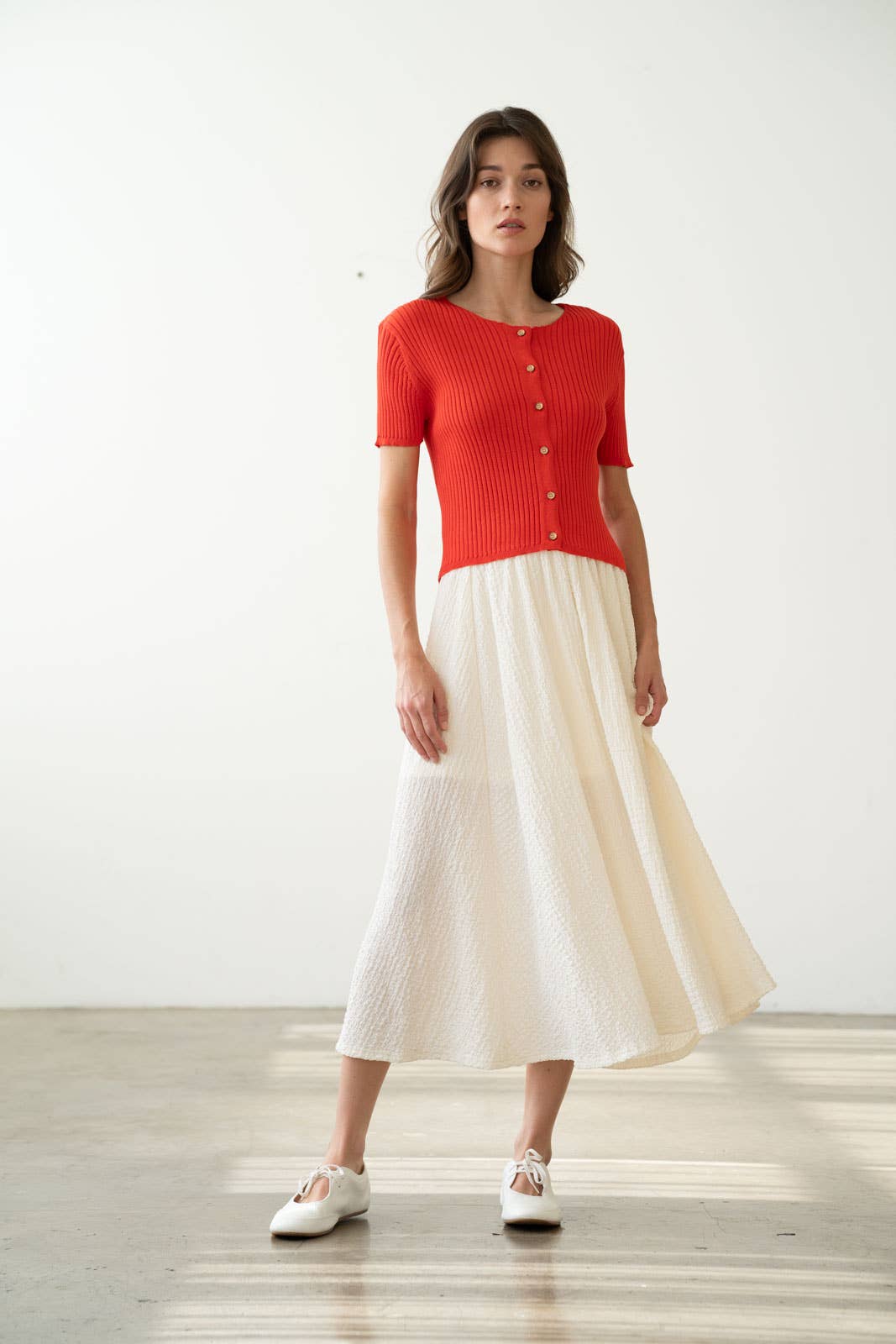 Raw Edge Ribbed Knit Top