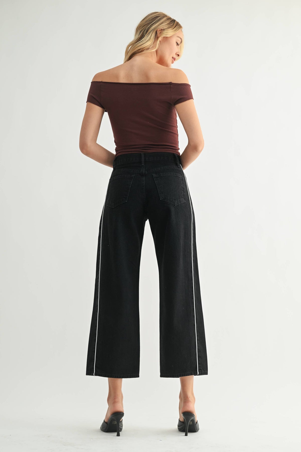 Blaire black barrel jean with white piping by Just Black Denim at Imogene Was Here