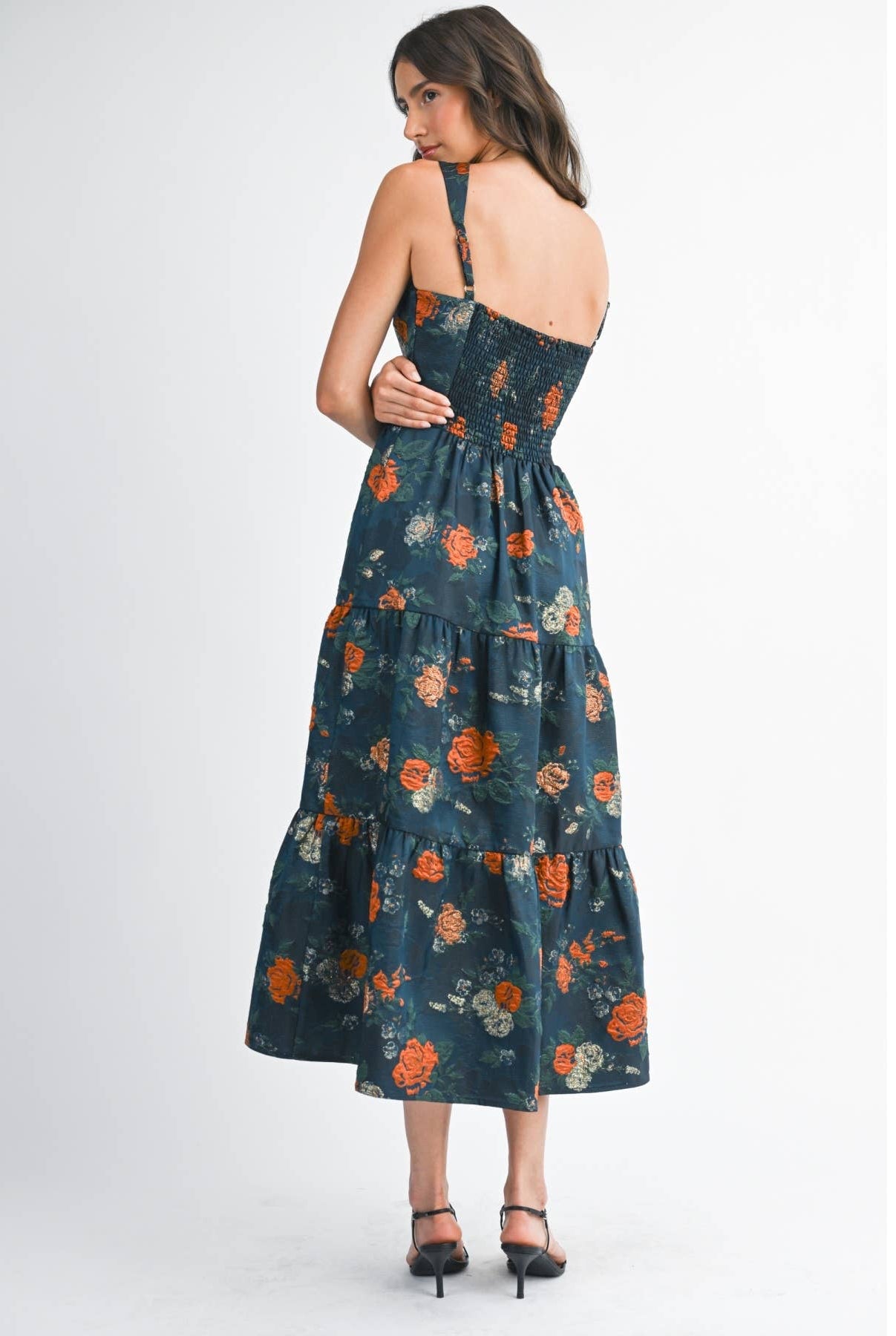 Floral Jacquard Maxi Dress