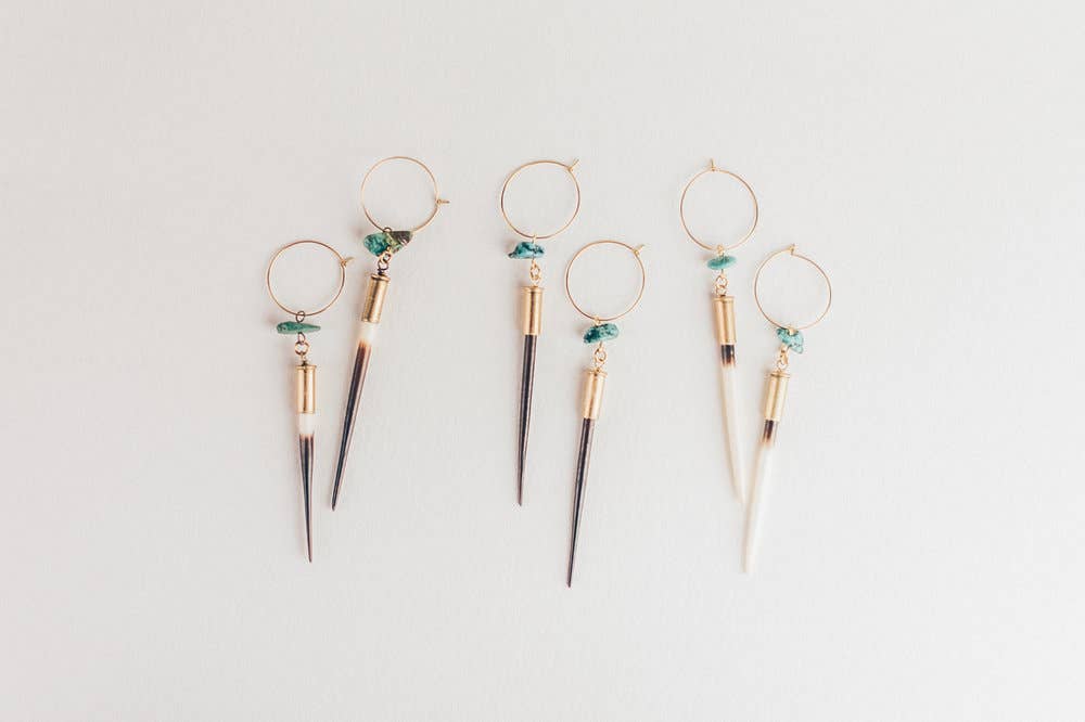 Yellowstone Beth Dutton Quill Earrings - Turquoise Hoop