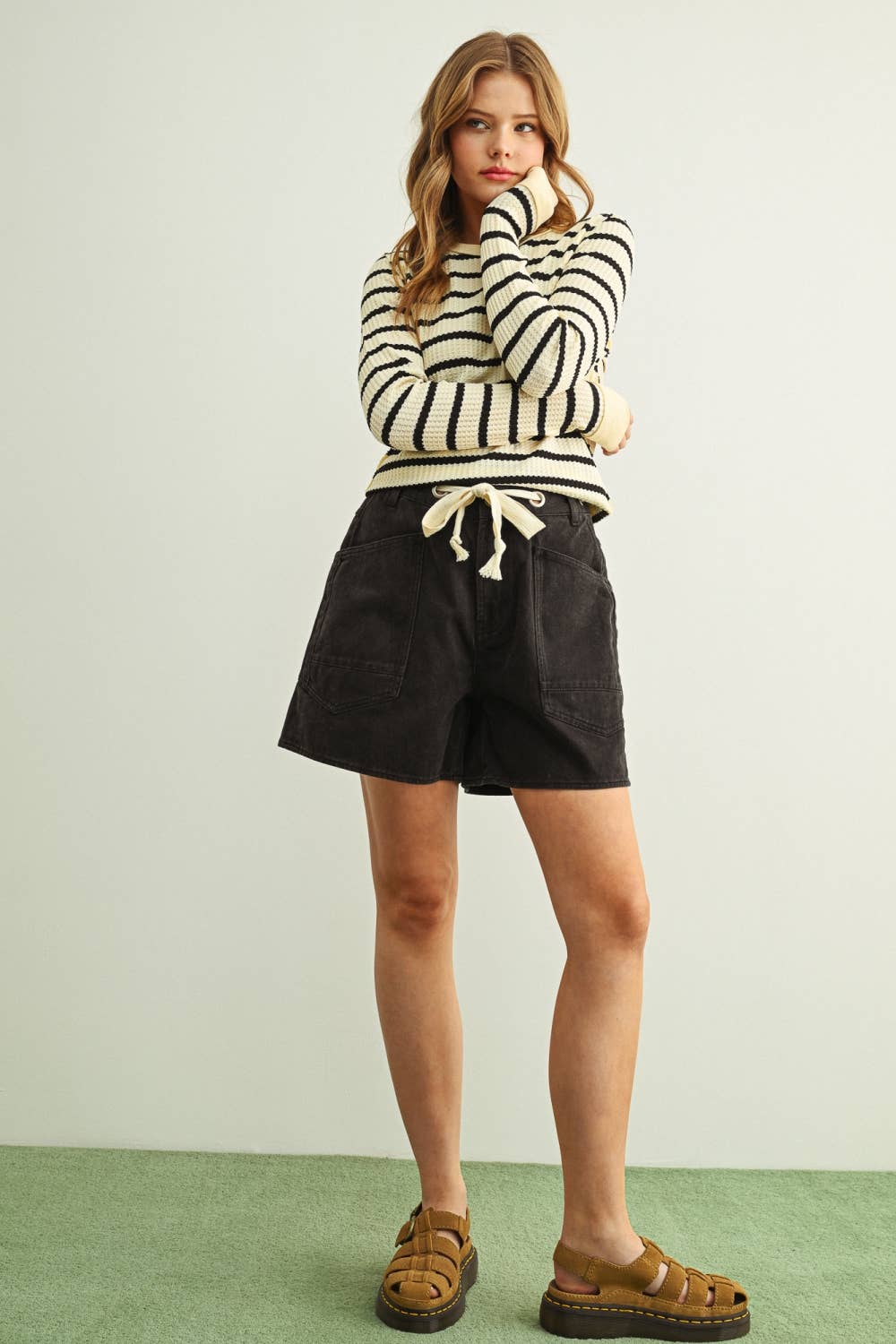Front Pocket Belted Shorts