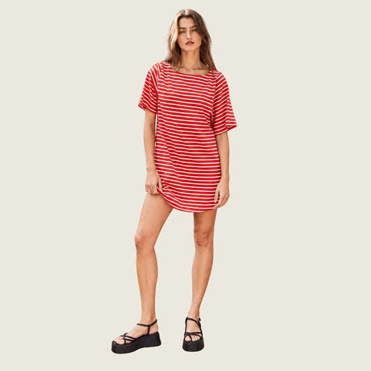 Striped Cotton Mini Dress