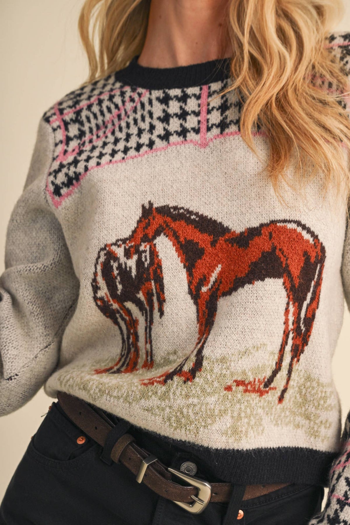 Crewneck Western Horse Sweater
