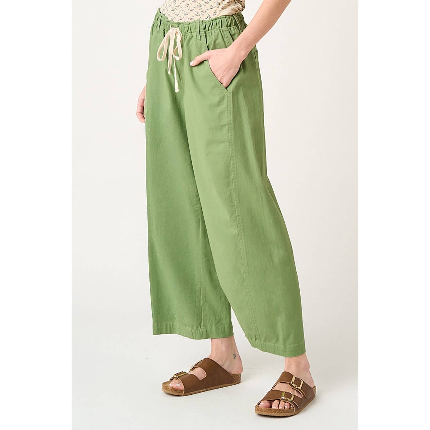 Wide Barrel Leg Drawstring Pants