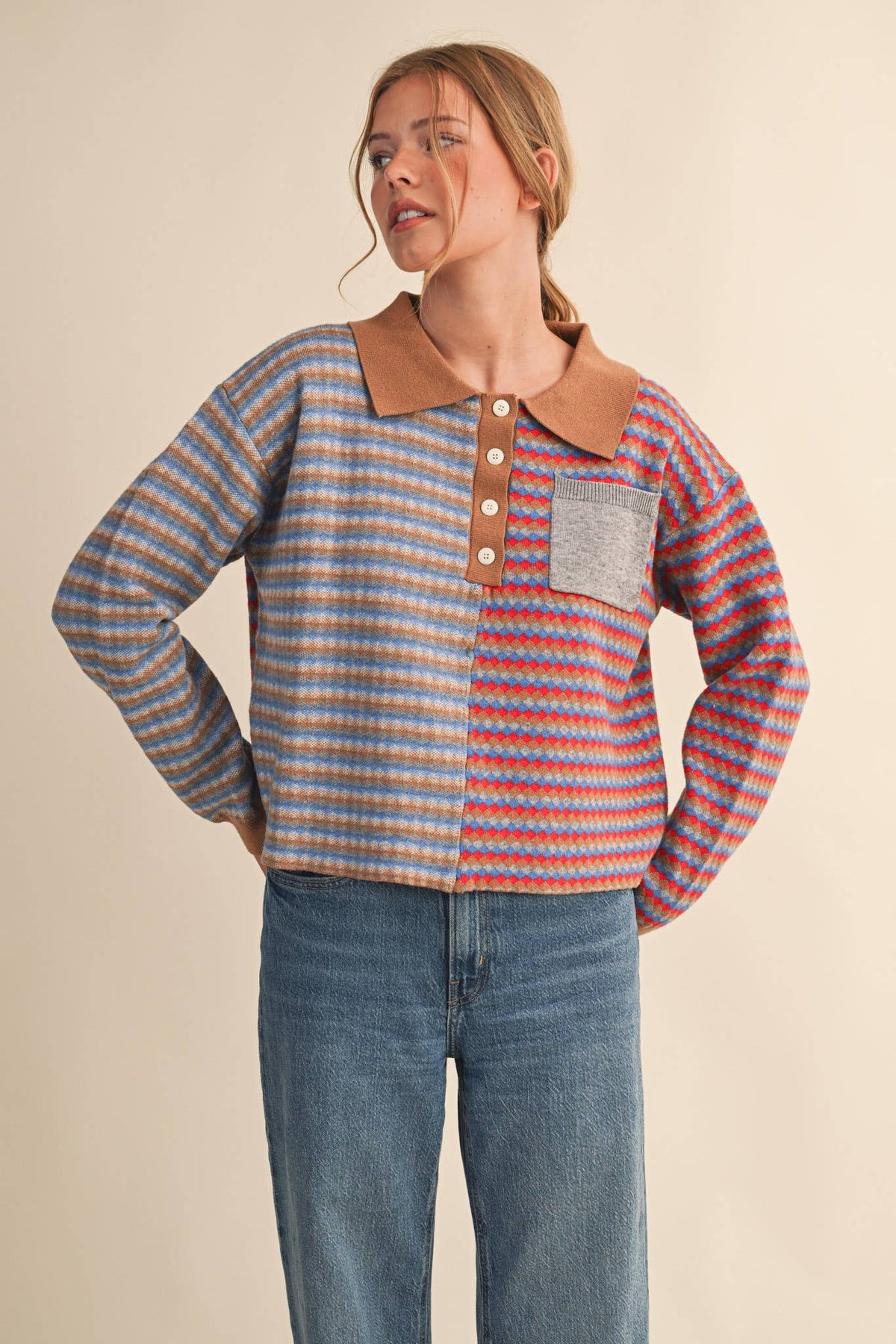 Multi-Colored Knit Sweater