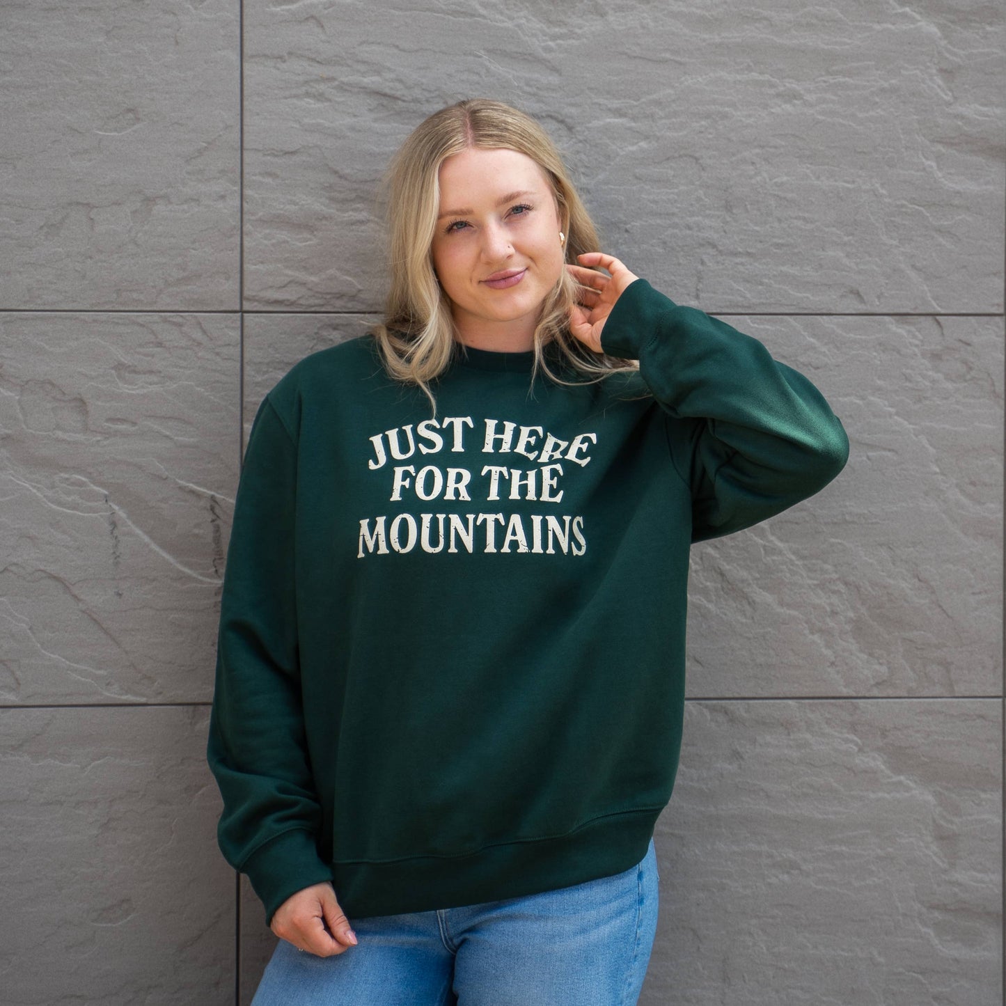 Just Here for the Mountains Unisex Pullover - Forest