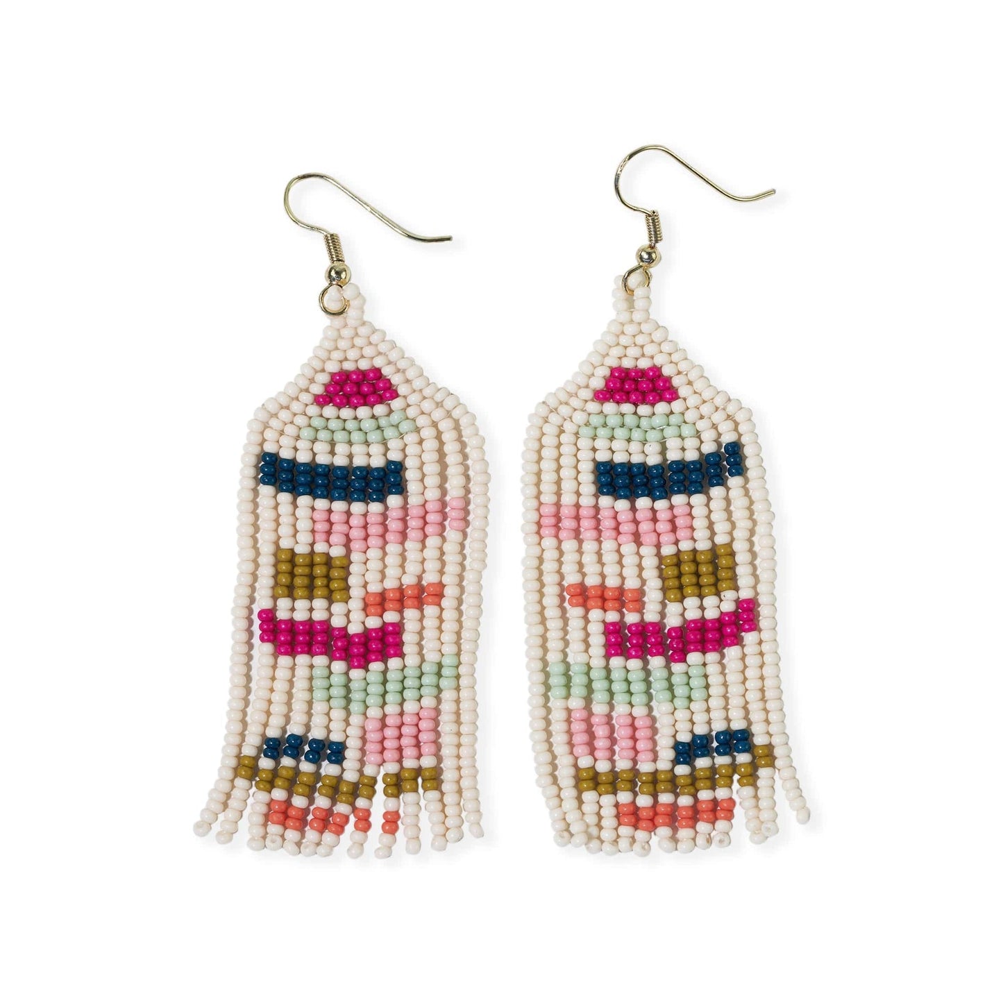 Dolly Color Block Beaded Fringe Earrings - Rainbow - Ink + Alloy