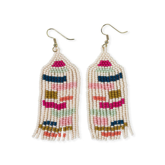 Dolly Color Block Beaded Fringe Earrings - Rainbow - Ink + Alloy